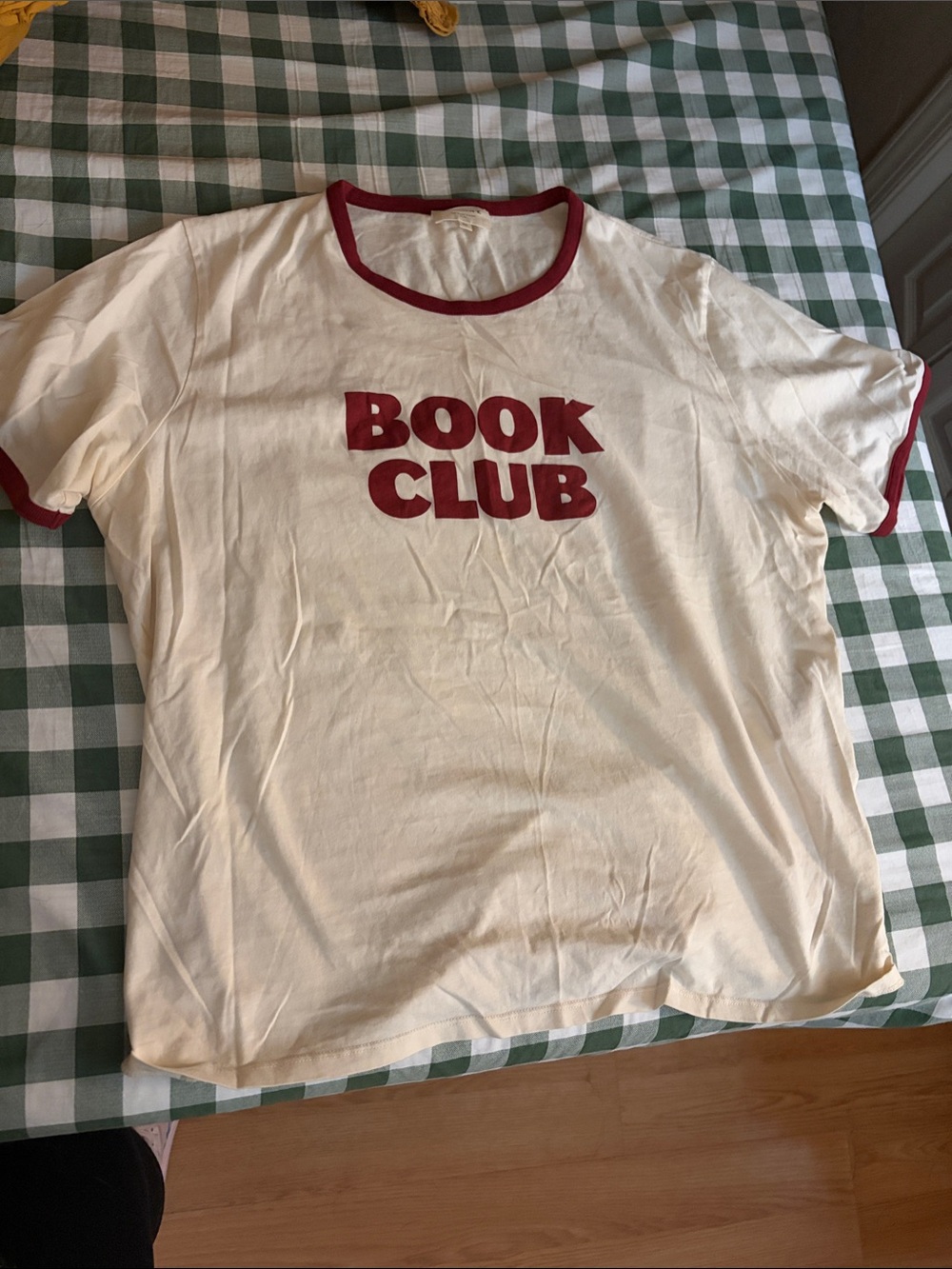 Sézane Cream 'Book Club' Ringer Tee with Red Trim